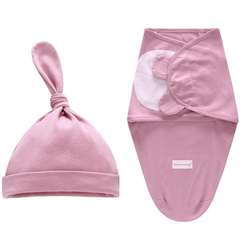 Stevvex newborn pink swaddle wrap and knot hat 2-piece set on Tampa Home & Garden Store