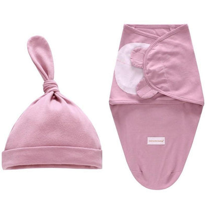 Stevvex newborn pink swaddle wrap and knot hat 2-piece set on Tampa Home & Garden Store