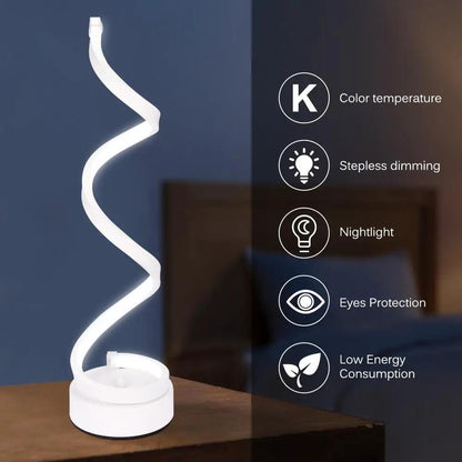 Led Spiral Table Lamp, Modern Curved Desk Light