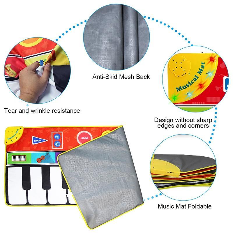Stevvex big size music piano play mat with foldable design and anti-skid back for kids on Tampa Home & Garden Store