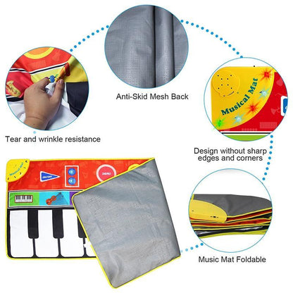 Stevvex big size music piano play mat with foldable design and anti-skid back for kids on Tampa Home & Garden Store