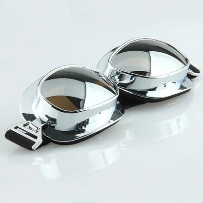 Pair of chrome motorcycle goggles with mirrored lenses, vintage windproof style on Tampa Home & Garden Store