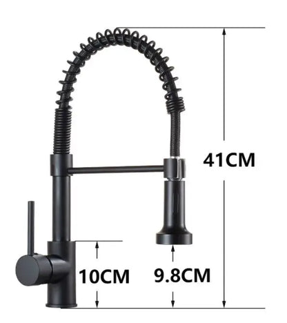 DecorBites kitchen faucet with matte black finish, pull-down spray and spring coil hose, single lever, 41cm tall on Tampa Home & Garden Store