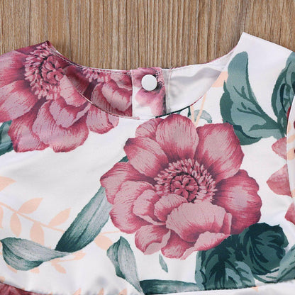 Stevvex newborn floral long-sleeve dress with headband for baby girls, pink peony print on Tampa Home & Garden Store