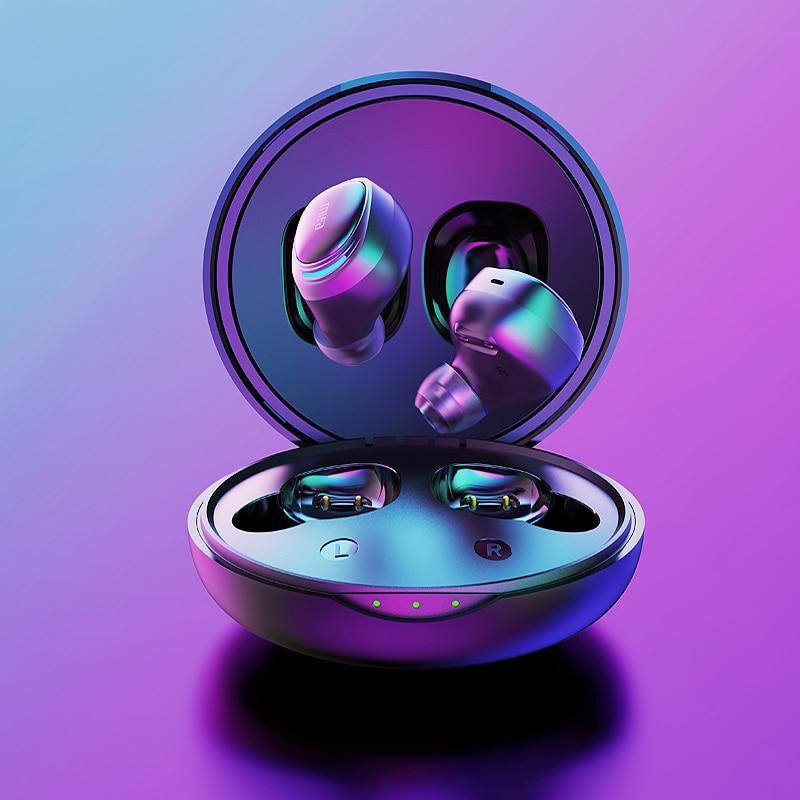 Stevvex luxury in-ear wireless earbuds with charging case in metallic purple-blue gradient on Tampa Home & Garden Store