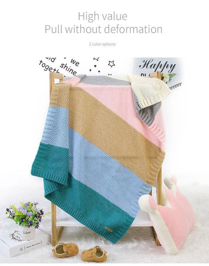 Knitted Baby Blanket Swaddle Wrap for Stroller