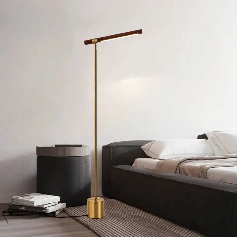 DecorBites Linear Wood LED Floor Lamp Modern Loft