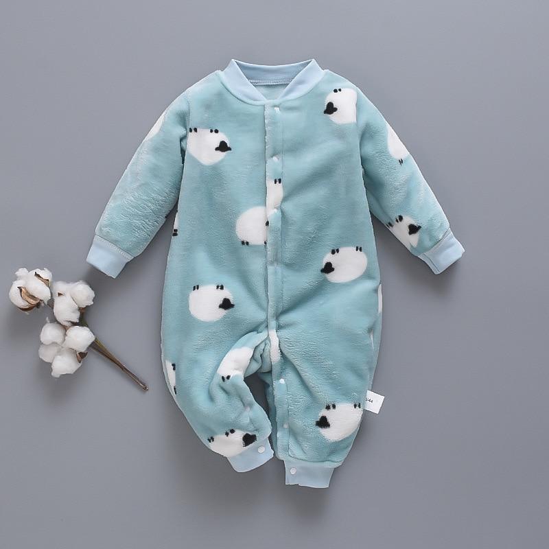 Stevvex newborn fleece romper blue with white polar bear prints, baby one-piece on Tampa Home & Garden Store