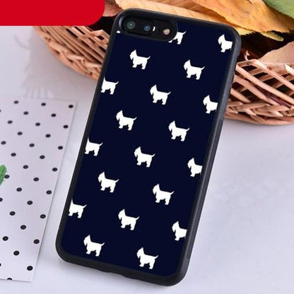 Stevvex iPhone case navy blue with white dog silhouettes, ultra thin silicone, anti-scratch on Tampa Home & Garden Store