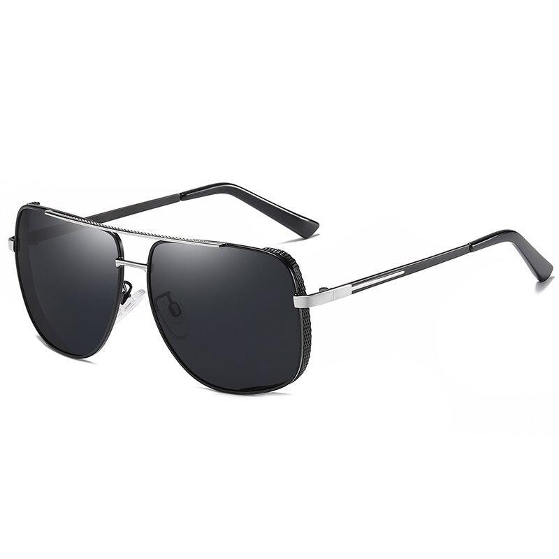 Stevvex luxury square polarized sunglasses black metal frame UV400 driving glasses for men on Tampa Home & Garden Store