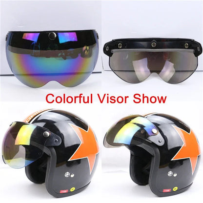 Universal 3-Snap Visor for Open-Face Helmet by BikerZoneZ, rainbow lens shown on Tampa Home & Garden Store