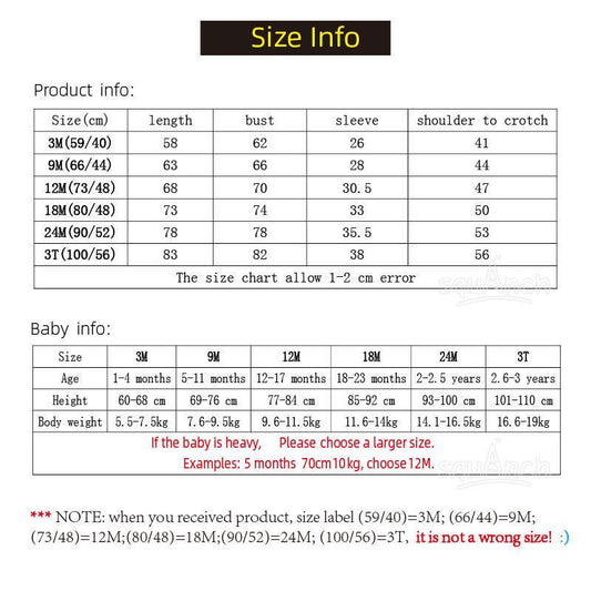 Cosplay baby jumpsuit size chart Stevvex with ages heights weights on Tampa Home & Garden Store