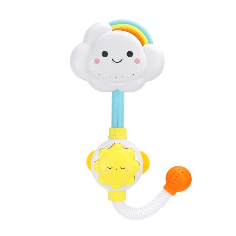 Stevvex baby bath bubble machine with white cloud top, blue stem and yellow sun on Tampa Home & Garden Store
