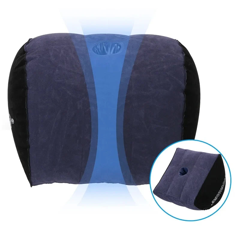 Inflatable wedge pillow by UpTrend Deals; navy blue with black sides, adjustable support cushion on Tampa Home & Garden Store