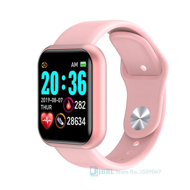 Stevvex smart watch pink square touchscreen with silicone band on Tampa Home & Garden Store