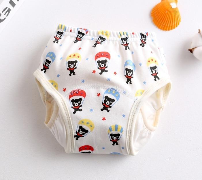 8-layer Stevvex reusable baby training pants cloth diaper with bear print, leak-proof side on Tampa Home & Garden Store