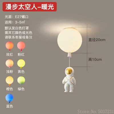 DecorBites Kids Space Balloon LED Ceiling Lamp with astronaut pendant, 20cm globe, white light on Tampa Home & Garden Store