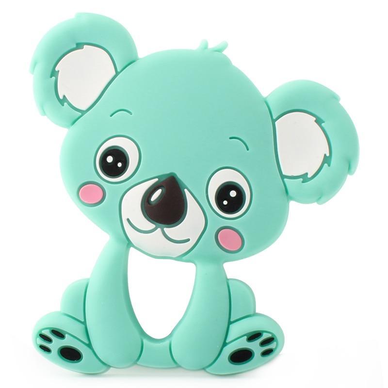 Koala silicone teether in teal for babies by Stevvex, soft chewable infant toy on Tampa Home & Garden Store