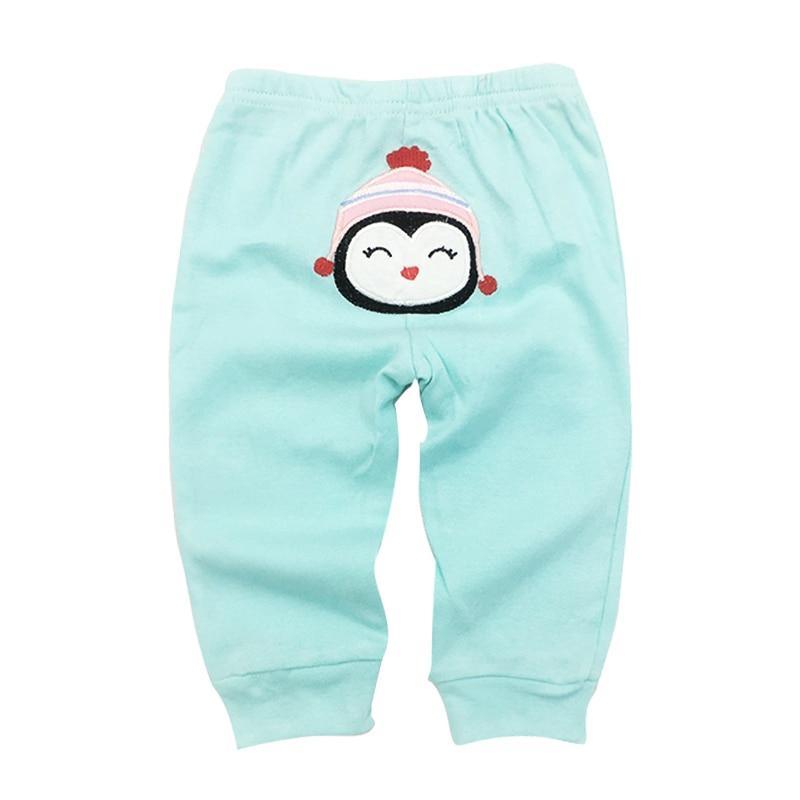 Stevvex 5-Pcs Set Modern Baby Pants aqua blue 0-24 months with penguin face embroidery on Tampa Home & Garden Store