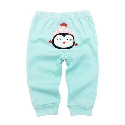 Stevvex 5-Pcs Set Modern Baby Pants aqua blue 0-24 months with penguin face embroidery on Tampa Home & Garden Store