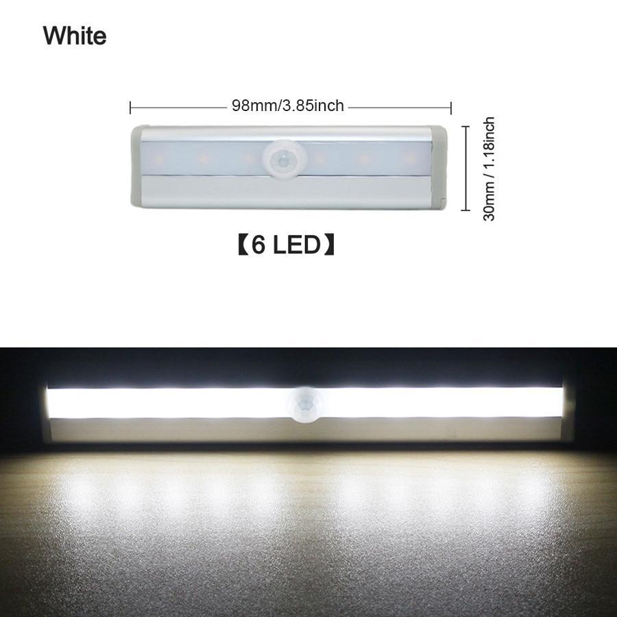 Stevvex 6 LED PIR motion sensor cupboard light white plastic under-cabinet night light on Tampa Home & Garden Store