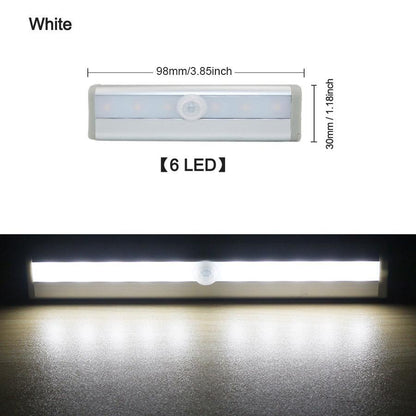 Stevvex 6 LED PIR motion sensor cupboard light white plastic under-cabinet night light on Tampa Home & Garden Store