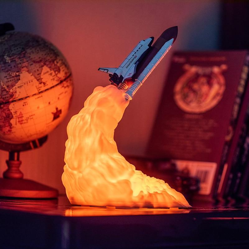 Space Shuttle lamp 3D-printed with orange glow base by Stevvex night light on Tampa Home & Garden Store