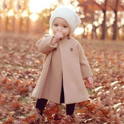 Stevvex baby girl beige woolen long coat windproof for autumn and winter on Tampa Home & Garden Store