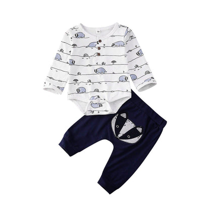 Stevvex unisex newborn fox print long-sleeve top with navy pants romper set on Tampa Home & Garden Store