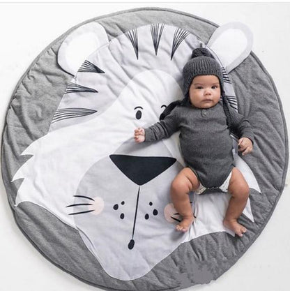 Stevvex elephant design round baby play mat, gray cotton carpet with white face on Tampa Home & Garden Store