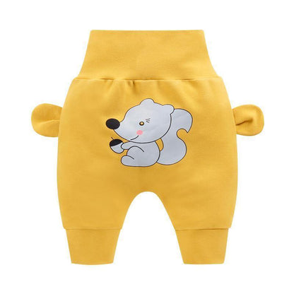 Stevvex yellow baby pants with cartoon dog print and cute side ears on Tampa Home & Garden Store
