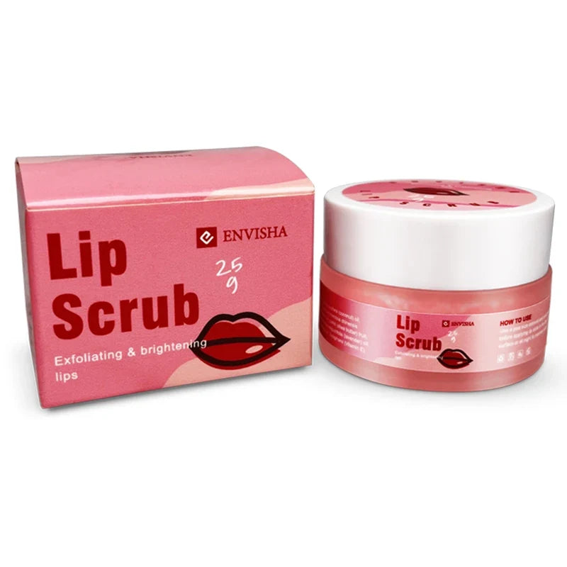 Lip Scrub set in pink jar and box by Silcy Skin ENVISHA mint exfoliating lip care, 2 items on Tampa Home & Garden Store