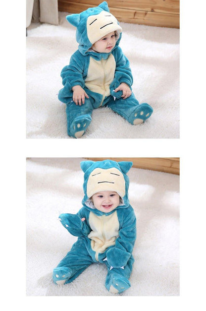 Cosplay Baby Jumpsuit Stevvex blue plush with cream belly, hood with ears, zipper on Tampa Home & Garden Store