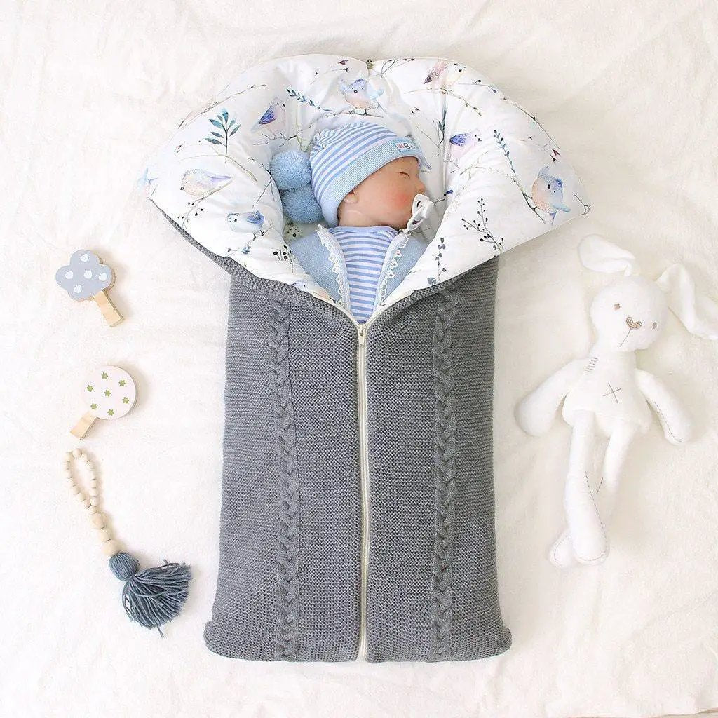 Newborn Baby Knit Sleep Bag and Swaddle Blanket