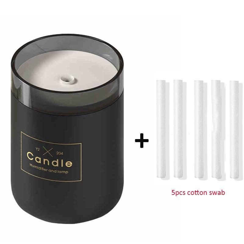 280ML ultrasonic humidifier candle diffuser Stevvex black with soft light 5pcs swabs on Tampa Home & Garden Store