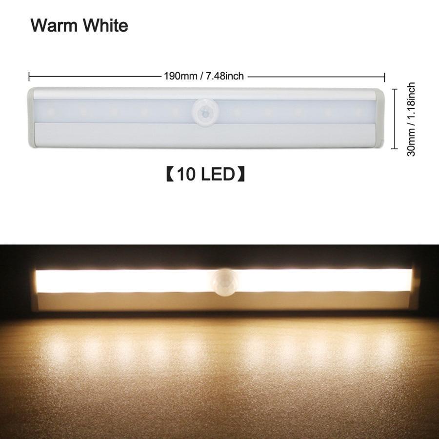 Stevvex 10 LED PIR motion sensor cabinet light warm white for cupboards and wardrobes on Tampa Home & Garden Store