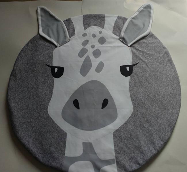 Baby elephant design round cotton play mat with gray outer circle and white face Stevvex on Tampa Home & Garden Store