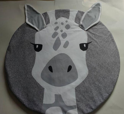Baby elephant design round cotton play mat with gray outer circle and white face Stevvex on Tampa Home & Garden Store