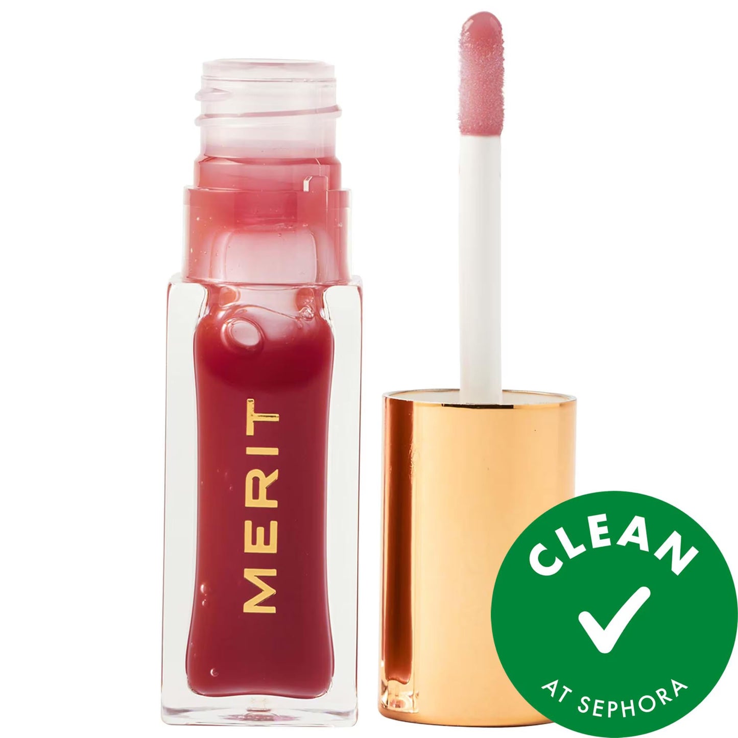 Shade Slick Tinted Lip Oil lip gloss in pink shade, clear bottle with wand vegan on Tampa Home & Garden Store