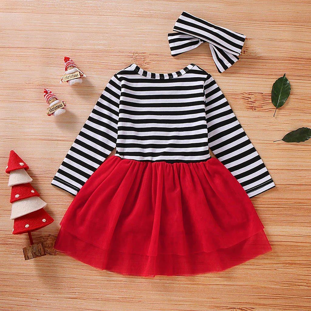 Newborn girls striped long-sleeve dress with red tulle skirt and striped headband Stevvex on Tampa Home & Garden Store