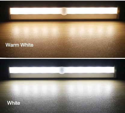 Stevvex motion sensor night light strip with 6/10 LEDs; warm white and cool white options on Tampa Home & Garden Store