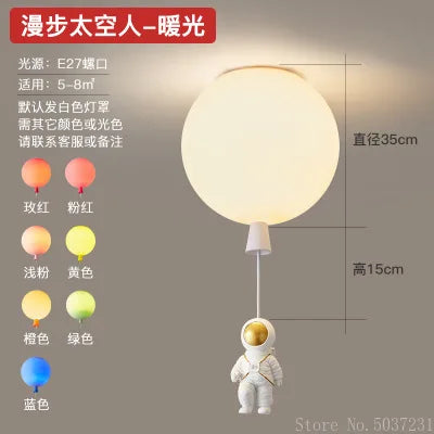 DecorBites Kids Space Balloon LED Ceiling Lamp, white globe with astronaut pendant, E27 base on Tampa Home & Garden Store