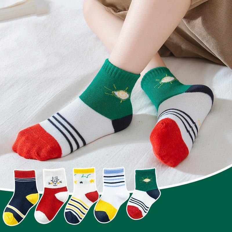 Baby boys winter socks 5-pair set with bear motifs, breathable cotton by Stevvex on Tampa Home & Garden Store