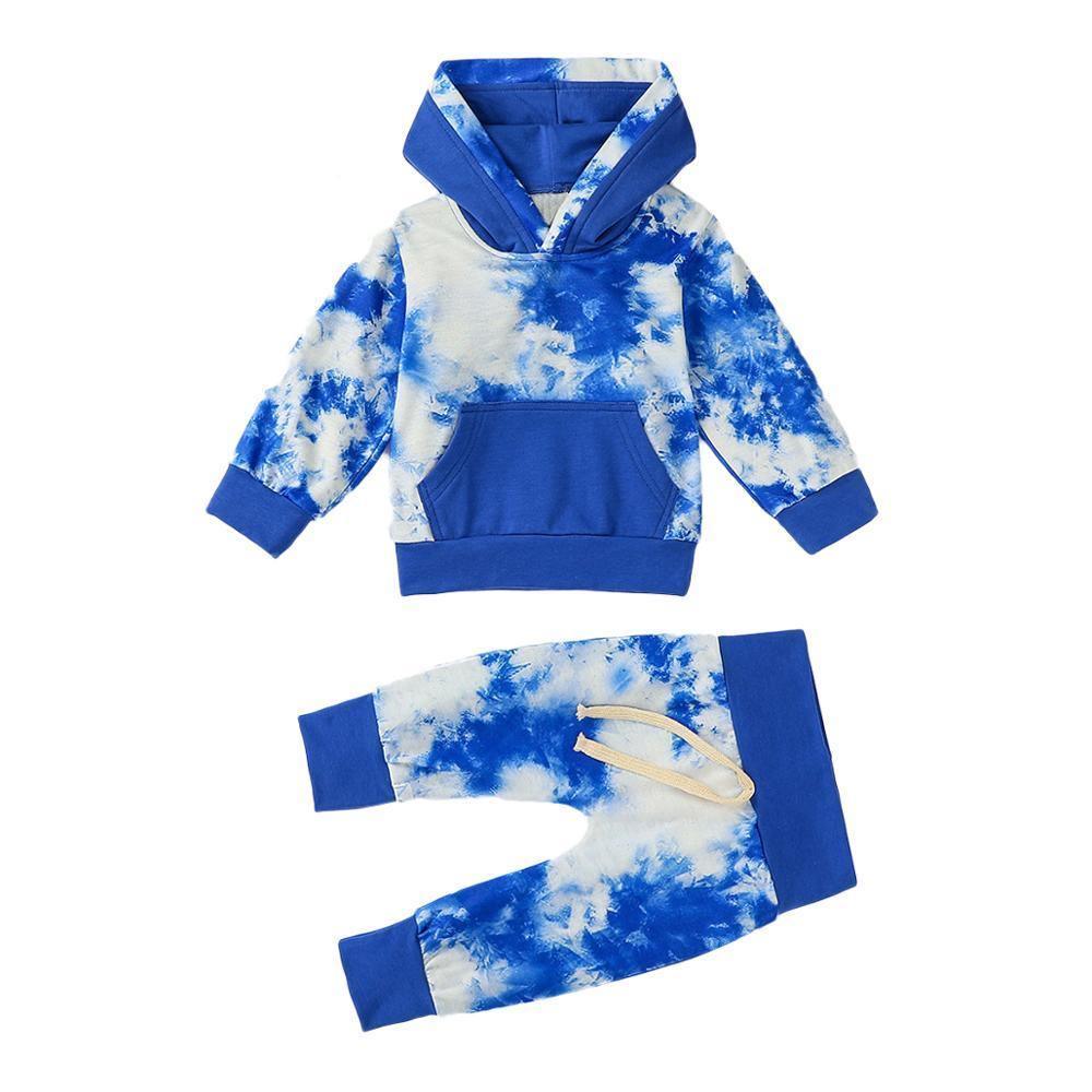 Newborn hoodie and pants 2pc outfit in blue tie-dye for baby boys by Stevvex on Tampa Home & Garden Store