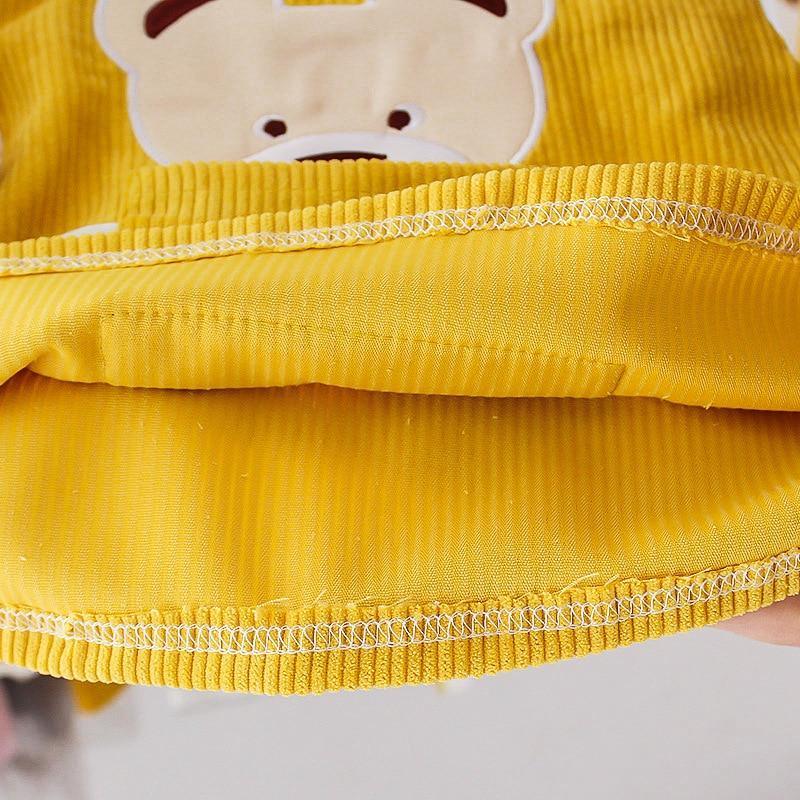 Girls yellow corduroy dress with bear graphic applique and ribbed hem on Tampa Home & Garden Store