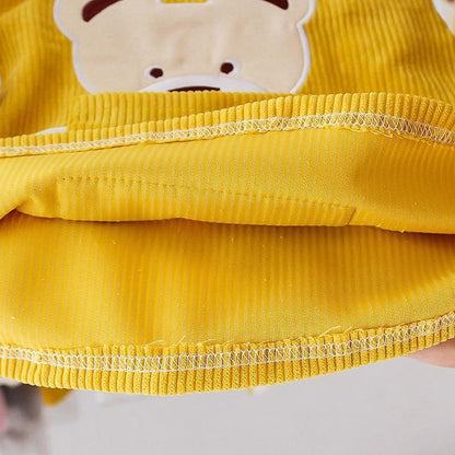 Girls yellow corduroy dress with bear graphic applique and ribbed hem on Tampa Home & Garden Store