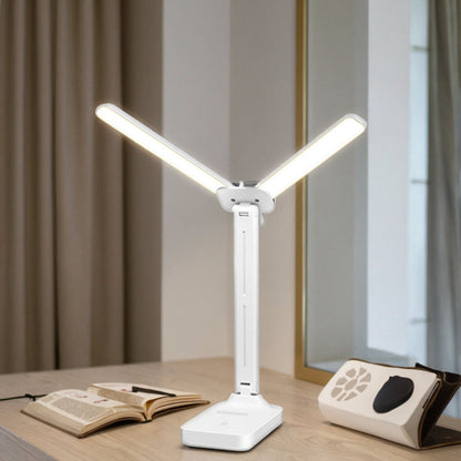 Dual Head LED Desk Lamp | USB Rechargeable Foldable Dimmable Study Reading Light