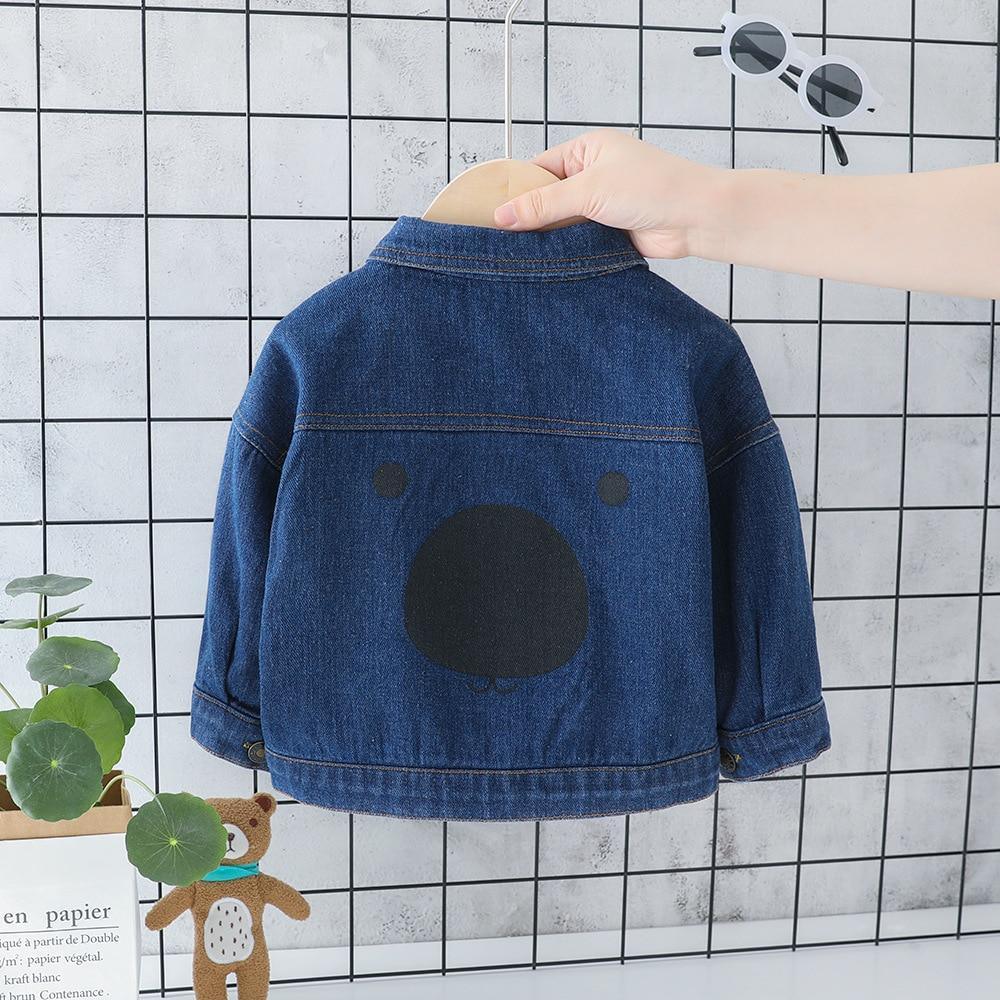 Stevvex baby denim winter padded jacket with bear face on back, blue on Tampa Home & Garden Store