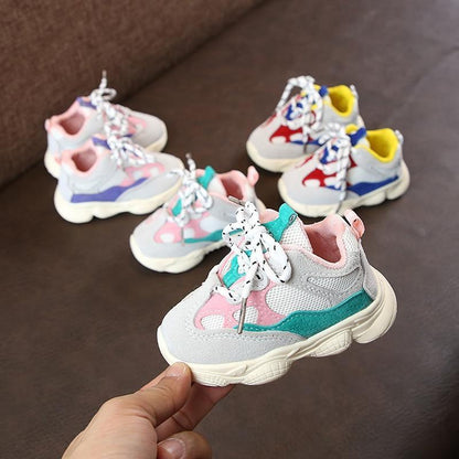 Stevvex baby toddler sneakers lace-up with soft bottom in pastel pink teal gray multiple pairs on Tampa Home & Garden Store