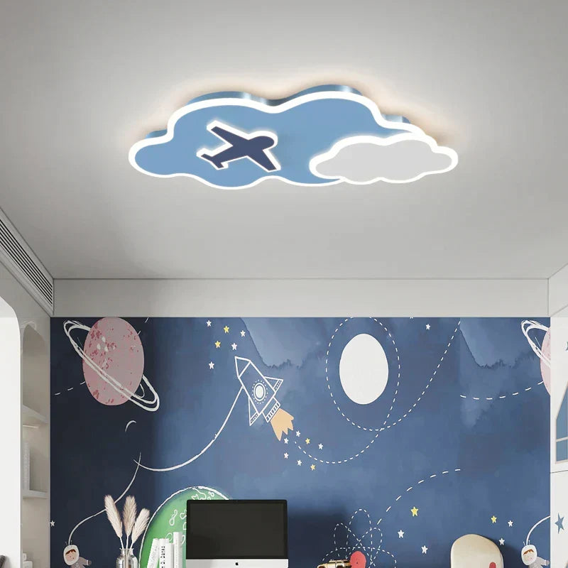 Decorbites Kids Space Theme Ceiling Lamp blue cloud airplane silhouette for bedroom on Tampa Home & Garden Store
